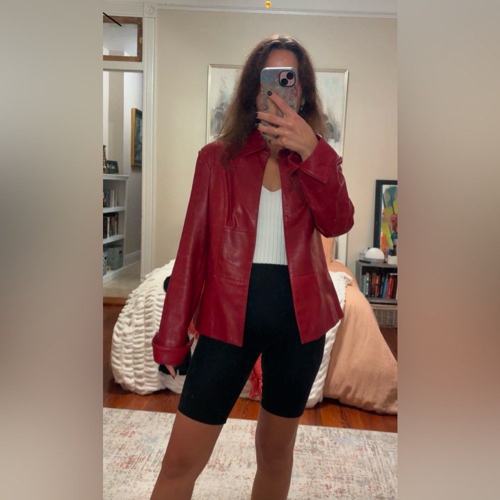 Red genuine leather jacket